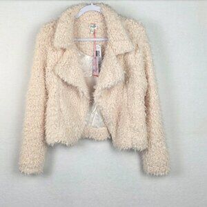 Belle Du Jour Faux Fur Open Jacket Fully Lined Size S Winter White NWT